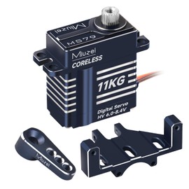 Miuzei 11kg High Torque Coreless Micro Servo, Metal Gear RC Servo Motor with Mount & Horn, Upgrade Parts for 1/18 1/24 RC Crawler Cars (Blue)