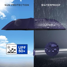 OXTXO Folding Travel Umbrella - Windproof, Auto Open/Close, 24 Reinforced Fiberglass Ribs, UV Resistant, Lightweight & Portable, for Rain or Shine (navy blue)