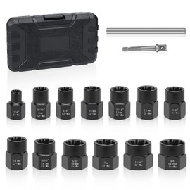3/8" Locking Wheel Nut Removal Tool, Lytool 14 Pieces Impact Bolt Extractor Set Nut Extractor Socket for Removing Damaged Broken Rusty Off Bolt & Nut Remover Set