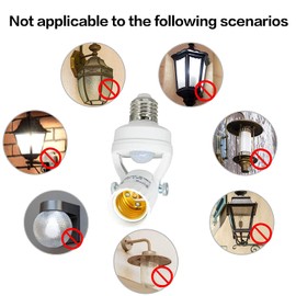 Outdoor Waterproof Motion Sensor Light Socket - Angled Screw-in Adapter with Auto On/Off for E26/E27 Bulbs (Garage, Stairs, Patio)