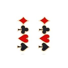 Colorful Poker Shape Heart Spade Diamond Club Earrings for Women Jewelry(A)