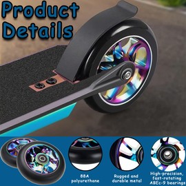 Abiemuce Replacement Wheels for Scooters 100 mm, 2 Pieces Stunt Scooter Tyres 88A, Aluminium Scooter Tyres Non-Slip and Shock Absorbing Quiet and Wear-Resistant, Favourite of Professional