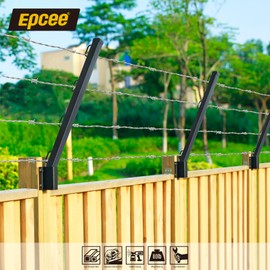 Epcee 8-Pack Angle 25° Fence Post Extender, 23.5" Fence Barbed Wire Extend Arm，for Outdoor Fences to Increase Height, Protect Privacy and Pets Jumping Off (8, 23.5in-25°Angles - Wood Post)