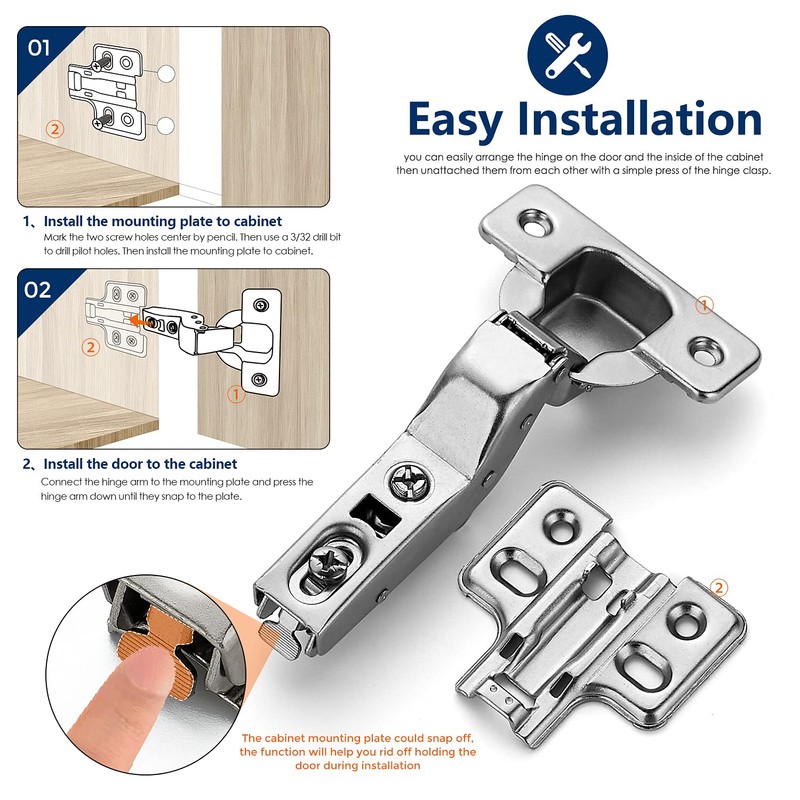 Ravinte 10 Pack 5 Pairs European Kitchen Cabinet Hinges Soft