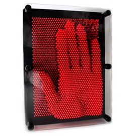 PowerTRC 3D Pin Art Sculpture - Pin Impression Toy - Pin Impression Hand Mold - Great Toy for Kids (6" x 8" Red)