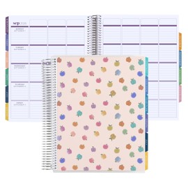 Erin Condren 12-Month Teacher Lesson Planner (Aug 2025 - Jul 2026), 8.5" x 11" Spiral Weekly and Monthly Teacher Planner, Apple Dapple Covers, Hexagon Theme, Horizontal Layout, Platinum Coil