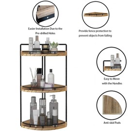Dorhors 3-Tier Corner Bathroom Organizer Countertop for Storage,Vanity Tray,Wood Counter Organizer for Kitchen,Bathroom,Dresser (Rustic Brown)