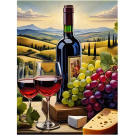 Wine Themed Tuscany Vineyard Pattern A1130 Accent Tile Mural Kitchen Bathroom Wall Backsplash Behind Stove Range Sink Splashback One Tile 8"x10" Ceramic, Glossy