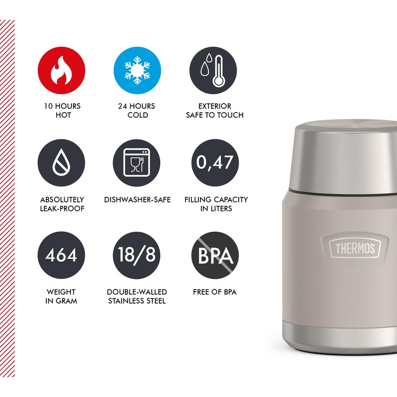 Thermos ICON Food Jar 0.47 L, Beige Matt Sandstone, Food