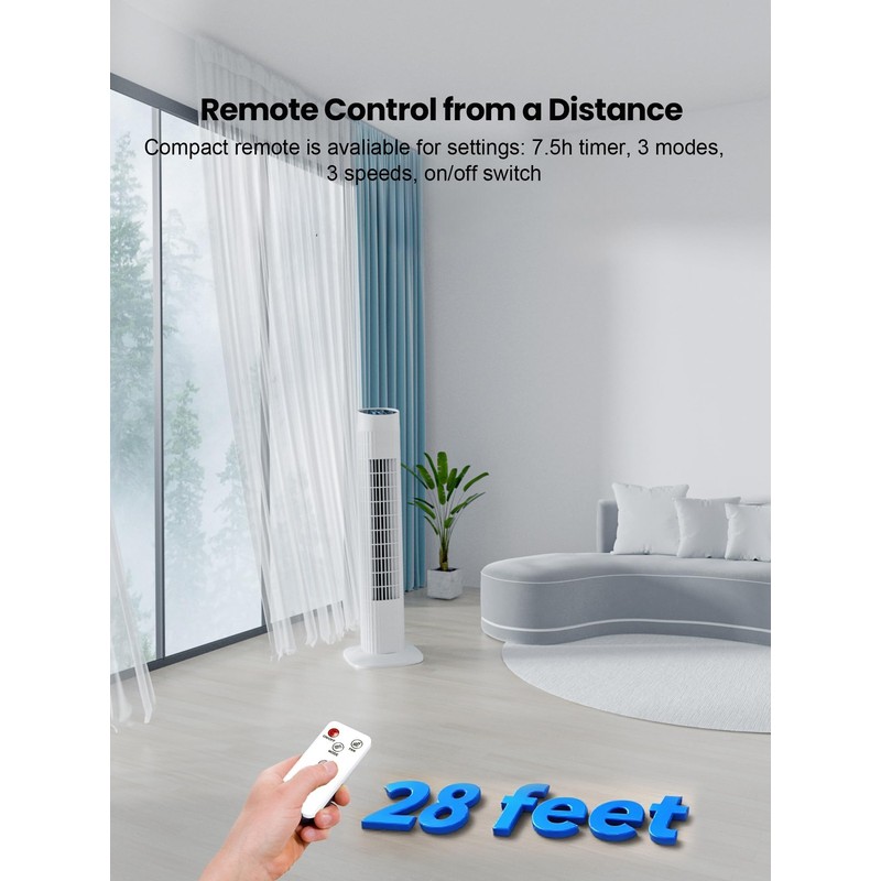 Uthfy 31" Electric Tower Fan That Blow Cold Air, Quiet