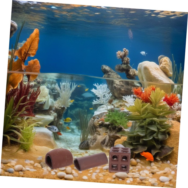 ABOOFAN 3Pcs Ceramic Fish Tank Hideout Unique Breeding Cave for