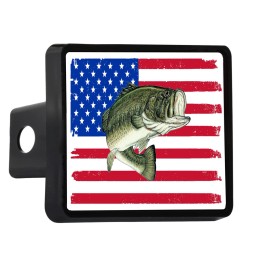 Rogue River Tactical USA Flag Bass Fishing Boat Truck Trailer Hitch Cover Plu...