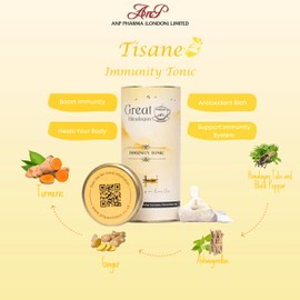 Great Himalayan Immunity Tea with Turmeric, Ashwagandha, Himalayan Tulsi, Ginger, Black Pepper gives the vitality and immunity. 12 Servings per Can. Tisane or Caffeine Free Herbal Tea.