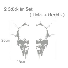 Finest Folia Skull Decal Sticker Decor Film Car Sticker for Car Truck Caravan, Mid-Grey