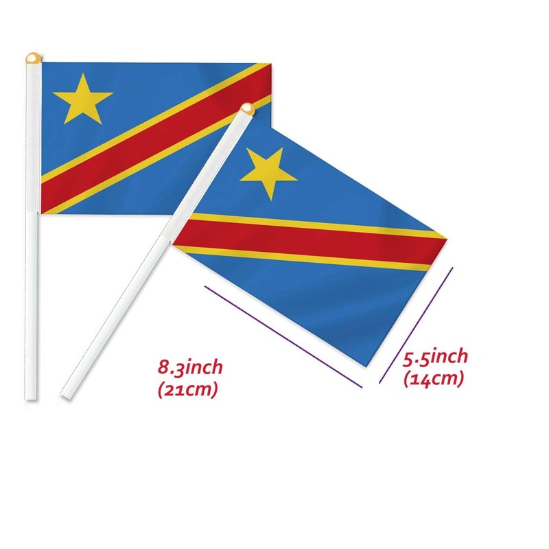 10 PCS Congo Handheld Small Flag, Democratic Republic of Congo