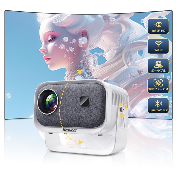 Jimveo Projector Ceiling Mini 16000 lm 1080P WIFI6 Bluetooth 5.2