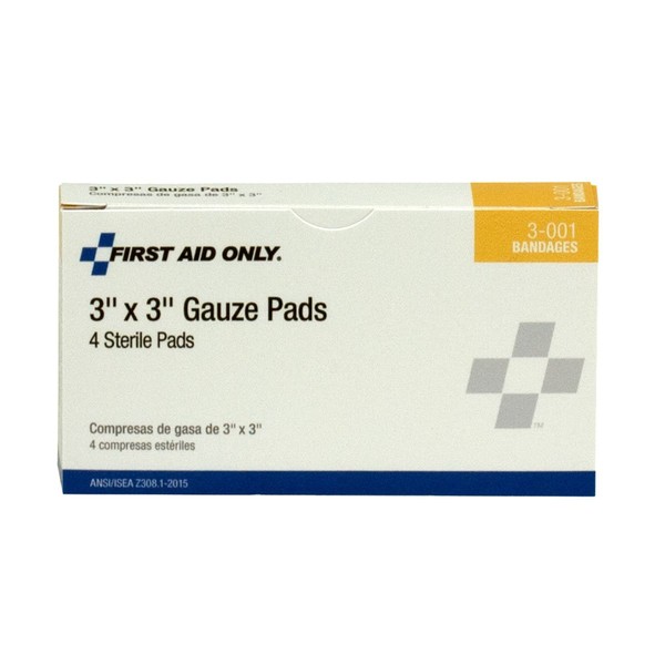 First Aid Only 3-001 Gauze Pad, 3 Length x 3 Width (Box of 4)