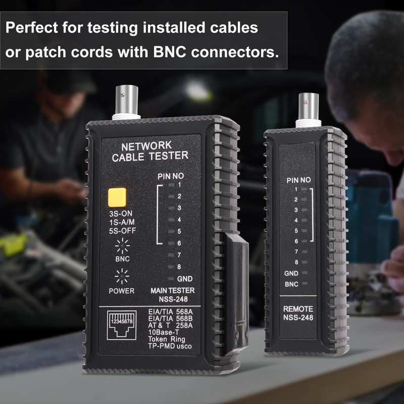 Brileine Dual-Function Coaxial & RJ45 Network Cable Tester with 2-Pack