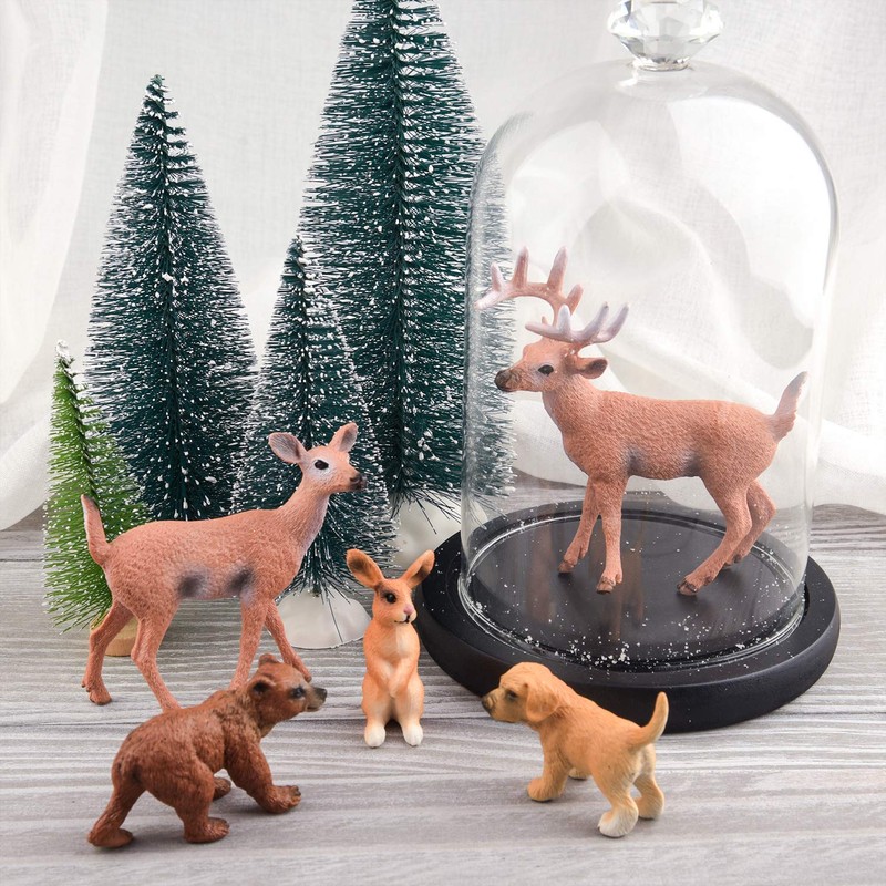 TUPARKA 9Pcs Forest Animals Set, Miniature Figures Woodland Animals Deer