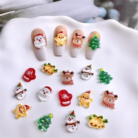 DUOLEIMI Nail Parts, Christmas Parts, 100 pcs, Santa Snowman, Nail Design, 3D Dimensional, Accessory Parts, Stars, Deer, Resin DIY Jewelry Parts