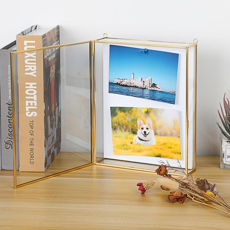 JUXYES 8x10 inches Gold Shadow Box Frame Dustproof Display Case
