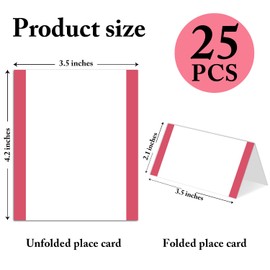 25 Pack Rose Red Place Cards, Editable Name Cards for Table Setting, Tent Cards Food Label for Dinner Party, Bridal Shower, Wedding, Baby Shower and Events -T11