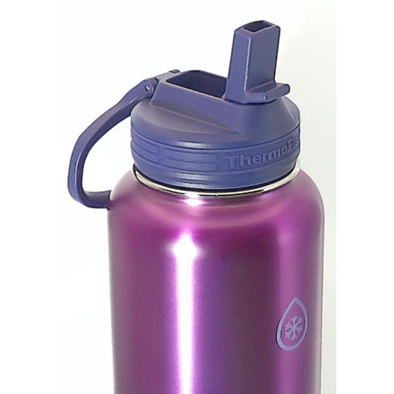 ThermoFlask Stainless Steel Water Bottle, 40 oz, 2-Pack (Purple/Green Brushed)