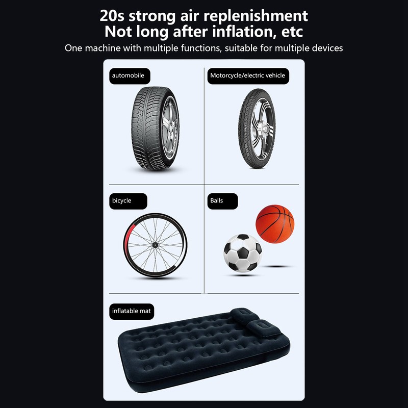 Electrical Air Pump Portable Wireless Car Air Tire Inflatable LCD