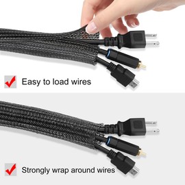 Moxita Moxita 10ft - 1/2 inch Cord Protector Cable Sleeve Split Wire Loom Tubing for Power Cord Audio USB Cable, Cord Sleeve Cable Management for TV Computer, Cord Protectors from Pets Chewing, Black