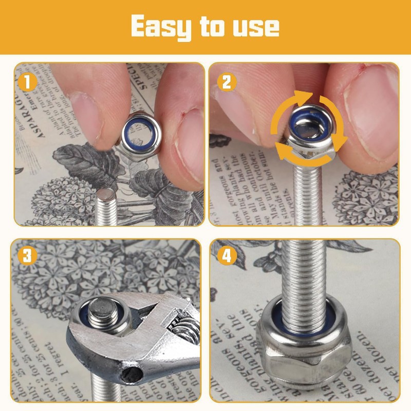 TA-VIGOR 100Pcs Hex Nuts, M3.5 Self Locking Nuts, 304 Stainless
