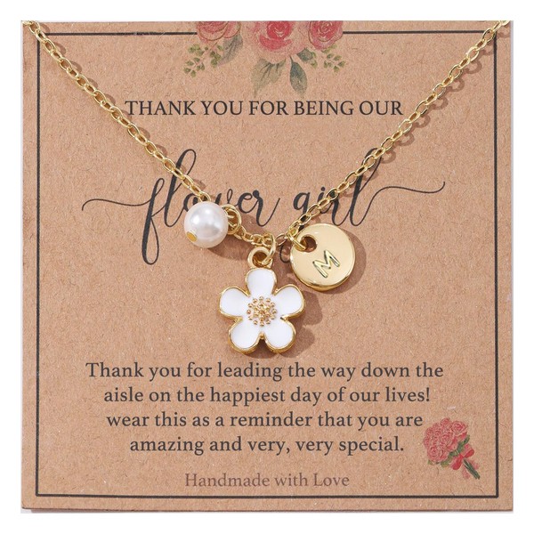 Initial Flower Girl Gift,Flower Girl Proposal Necklace from Bride,14K Gold