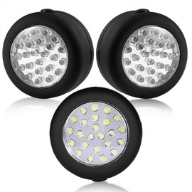 CALIFORNIA CADE ELECTRONIC 24 LED Round Magnetic Work Light Torch with Integral Hanging Hook and Magnet Set,Pack of 3(Black)