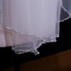 WEZTEZ Bridal Veils Beaded Edge Wedding Veil,1 Tier Pearl Crystal