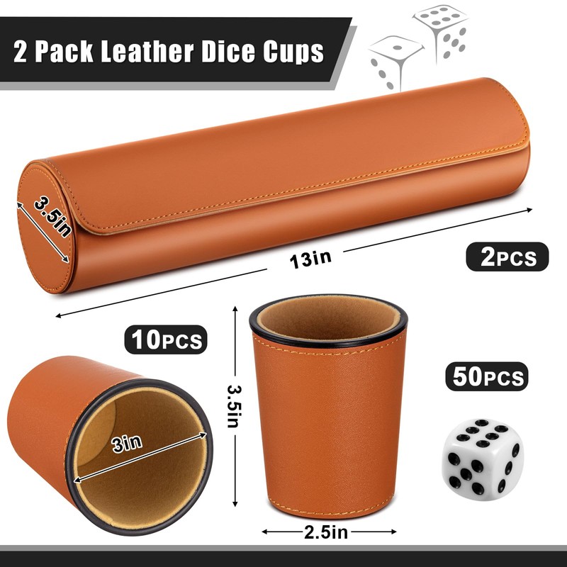 Liliful 2 Set Leather Dice Cups Include 10 Leather Game