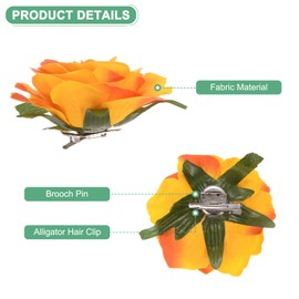M METERXITY Rose Hair Clip, 4.33 Inch Flower Hairpin Fabric Floral Brooch for Bridal Wedding/Party/Women Hair Accessories, Hair Flowers Headpiece Floral Hair Pins [11cm, Orange]