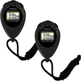 2-Pack Large Display Stopwatch | Silent Sport Timer for Swimming/Running | Easy-Set Date & Time (Yellow) - Color: Yellow