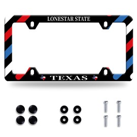 Texas Flag License Plate Frame Personalise State Flag License Plate Holder Funny License Plate Stainless Steel Car Accessories with Screws for Men Women Car Decoration 12.3" x 6.3"