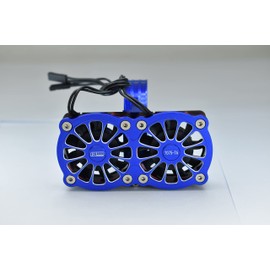 GPM Upgrades Aluminum 7075-T6 Motor Heatsink with Dual Metal Frame Cooling Fan and Adjustable Mount for 1/5 Kraton 8S BLX Monster Truck (ARA110002) (ARA5810) 1/5 X-MAXX XO-01 RC Cars (Blue)