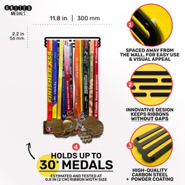 United Medals Blank Sport Porta Medaglie Acciaio - Nero | 30 medaglie | Medal Hanger Display | Steel Medal Holder