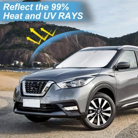 Custom Fit Nissan Kicks Windshield Sunshade 2018 2019 2020 2021 2022 2023 2024 2025 for Kicks, S, SV, SR Crossover Accessories Front Window Shades Car Shield Cover 240T Sun Visor Blocks UV Rays