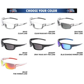 MCR Safety Swagger SR4 Safety Glasses Sunglasses Multiple Options ANSI Z87 - Clear Frame Clear Anti-Fog Lens