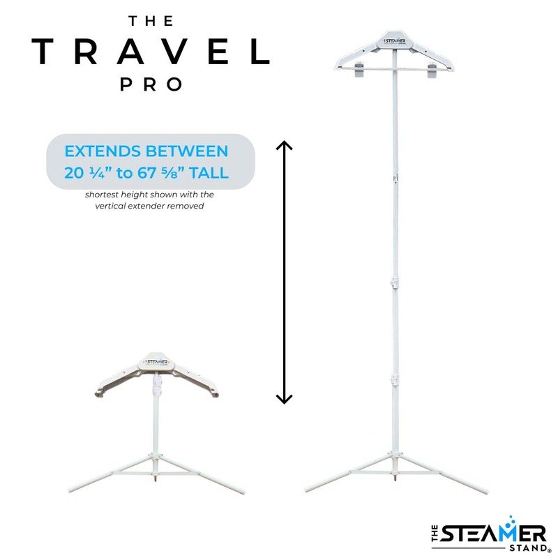 The Steamer Stand Travel Pro | Adjustable Standing Garment Steaming