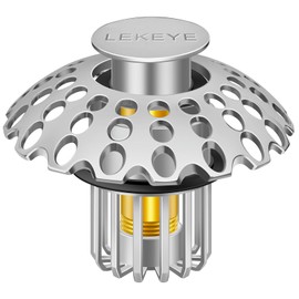 LEKEYE Bathroom Sink Stopper | Shower Drain Hair Catcher | Pop Up Sink Drain Plug | Bathroom Sink Drain Strainer for 1-1/8"to 1-3/8" to 1-1/2" Drain Holes- Pearl Chrome