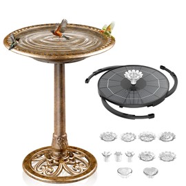 AISITIN 28 Inch Bird Bath with 3.5W Solar Fountain for Outside, Bronze