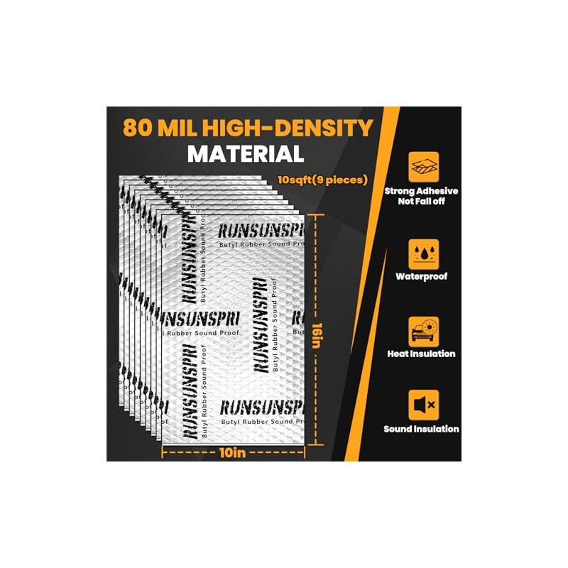 Car Sound Deadening Mat - 80 Mil Thickness for Ultimate