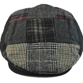 Men's Classic Newsboy Cap, Flat Ivy Hat, Snap Brim Herringbone Tweed Cap (IV1579-PATCH, Medium)
