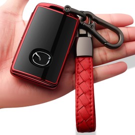 Teenpull Fit for Mazda Key Fob Cover with Keychain – TPU 360 Degree Full Protection Case Compatible with 2019-2023 Mazda 3, CX-5, CX-30, CX-9, CX-3, CX-8, MX-5, Mazda Accessories – Red