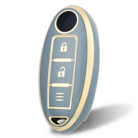 OFF WE GO OFF WE GO Autoschlssel Hlle fr Nissan Schlsselhlle Cover fr X-Trail Qashqai 350Z 370Z Tiida Murano Pathfinder Micra Juke Kicks 3 Tasten Auto Schlssel Schutzhlle Schlsselbox, Blau Gold