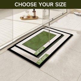 Ultra Thin Bath Mat 24"x16",Absorbent Quick Dry Washable Bath Rug, Green