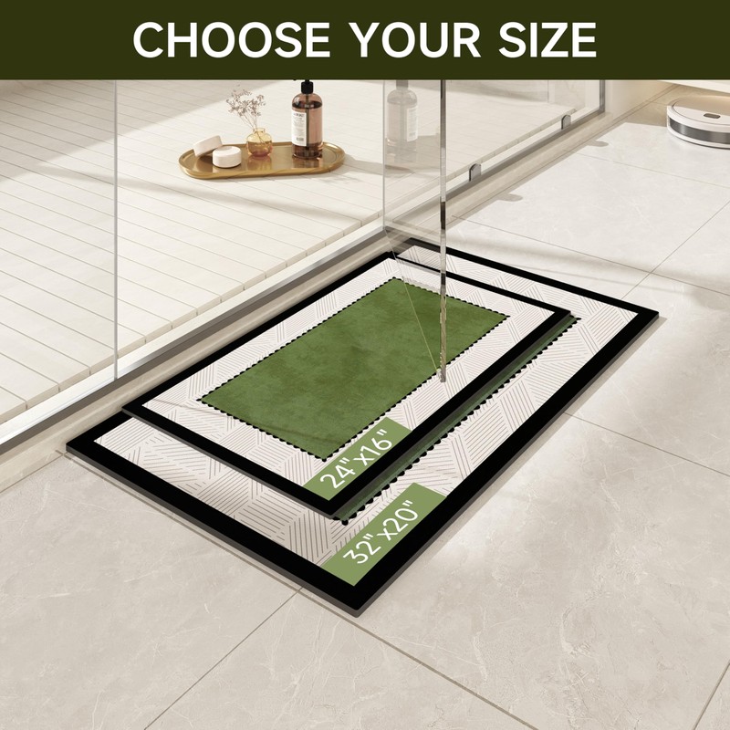 Ultra Thin Bath Mat 24"x16",Absorbent Quick Dry Washable Bath Rug,